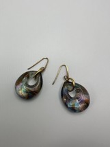 Vintage Iridescent Murano Glass Dangle Earrings 4.6cm - $59.40