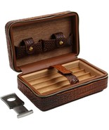 Decorebay crocodile Leather Travel Humidor Cigar Case Cedar Wood With Cu... - £51.79 GBP