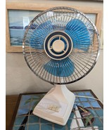 Vintage Tatung Blue Oscillating Desk Fan 2-Speed Model LE-9 Rotating LE9... - $798.28 MXN