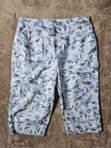 Christopher Banks Capri Pull On Pants Women S Small Elastic Blue White Floral - £7.17 GBP