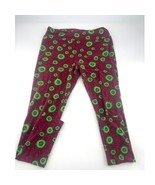 Lularoe Leggings Womens Tall and Curvy XL Red Burgundy Green Circles Str... - $10.53 CAD