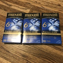 Maxell T-120 Blank VHS VCR Premium Grade Video Tapes 6 Hrs NEW Sealed. L... - £4.46 GBP