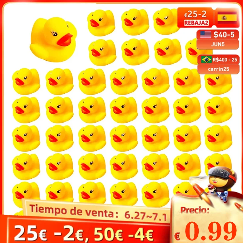 50/100pcs Squeaky Rubber Duck Duckie Float Bath Toys Baby Shower Water Toys for - £17.54 GBP+