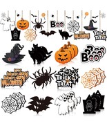 36 Pieces Halloween Wooden Hanging Ornaments Wood Halloween Cutouts With... - £15.13 GBP