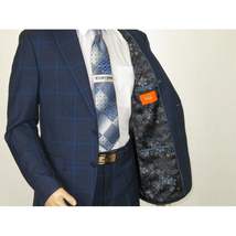 Men TALLIA Suit Wool Blend English Glen Plaid Classic 2Button VDVA2SVX0026 Blue image 5