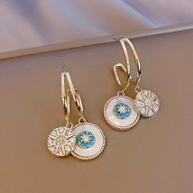 2022 New Classic Round Shell Flower Pendant Earrings Korea Jewelry Wedding Party - £10.38 GBP