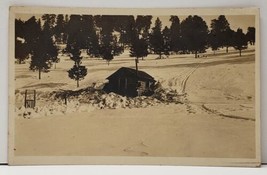 RPPC Old Cabin In the Snow Winter Unique Real Photo c1910 Postcard G6 - £7.97 GBP