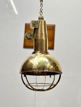 Original Antique Marine Brass Reclaimed Vintage Pendant Light With Hook - $280.39