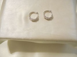 Department Store Sterling Silver Plated Diamond Accent Hoop Earrings F553 - £12.17 GBP
