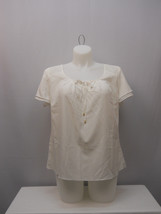 Spense Ladies Womens Sheer Top Short-Sleeve Lace-Yoke Pullover Ivory Size XL - £22.71 GBP