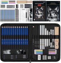 Prina 50 Pack Drawing Set Sketch Kit, Sketching Supplies With 3-Color, Blending - £26.54 GBP