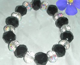 Clear and Jet Crystal Bracelet - £7.82 GBP