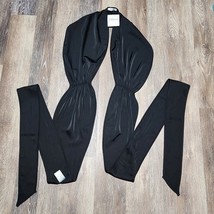 Forema Boutique Crop Top Tie Wrap Women&#39;s Size M Satin Black Blouse - $19.99
