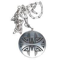 Large Vintage Hopi Overlay Double sided spinner pendant/necklace - $738.05