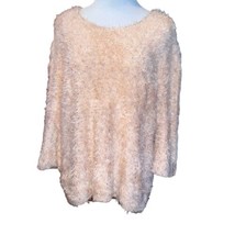 Chicos Eyelash Shine Pullover Sweater Size 2 (Medium) Beige Fuzzy Soft Women - £12.83 GBP