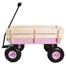 Outdoor Wagon All Terrain Pulling w/Wood Railing Air Tires - £92.94 GBP