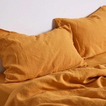 Mustard Cotton Bedding Set - Duvet Cover &amp; 2 Pillowcases - Soft Washed Duvet Set - $88.71+