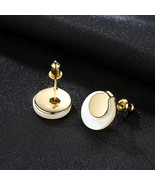 Shell Earrings For Women S925 Silver Electroplated 18K Gold Round Seashe... - £26.07 GBP