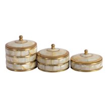 HANDTECHINDIA Set of 3 Vintage Round Hand Painted Decorative Jewelry Trinket Box - £43.60 GBP