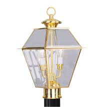 Livex 2 Light Outdoor Post Head in Polished Brass - $347.46