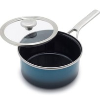 Merten &amp; Storck Steel Core Enameled Cookware 2.5 QT Saucepan + Lid Teal - £86.85 GBP
