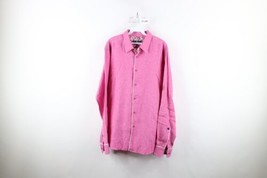 Stone Rose Mens Size 5 US XL Flower Flip Cuff Linen Collared Button Shirt Pink - £30.92 GBP