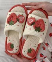 Strawberry Embroidered Slippers - £15.84 GBP