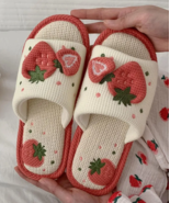 Strawberry Embroidered Slippers - $27.41 CAD
