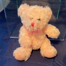 Hobby Lobby Pink Bear 7&quot; Stuffed Animal Toy Doll Plush Soft Fluffy Stitc... - £7.44 GBP