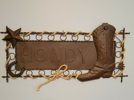 Rustic Brown Metal HOWDY Cowboy Boot Plaque Sign Rustic Ranch Wall Decor (NWOT) - £23.19 GBP