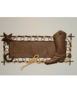 Rustic Brown Metal HOWDY Cowboy Boot Plaque Sign Rustic Ranch Wall Decor... - £23.67 GBP