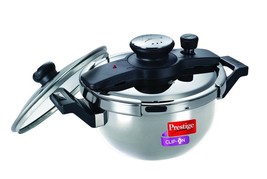 Prestige Clip On Stainless Steel Kadai Pressure Cooker with Glass Lid Ac... - £130.76 GBP