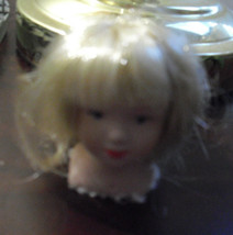 Porcelain Bisque Small Girl Doll Head and Shoulders Long Blonde Hair - £15.03 GBP