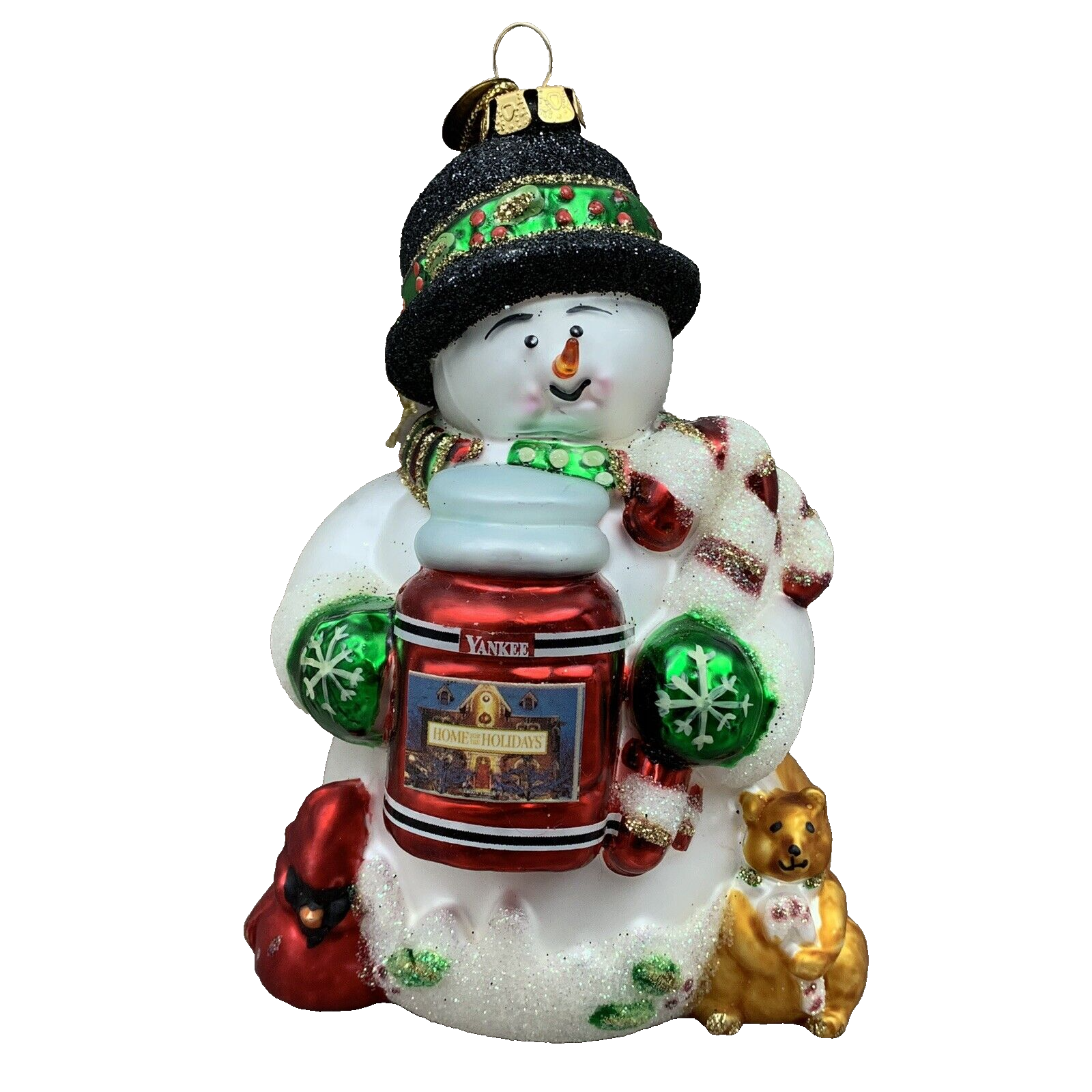 Yankee Candle Christmas Ornament Hand Blown Snowman Glass Christopher Snowbrite - $24.12