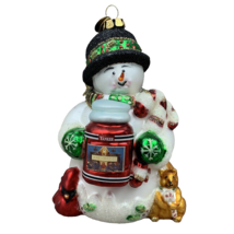 Yankee Candle Christmas Ornament Hand Blown Snowman Glass Christopher Snowbrite - £19.28 GBP