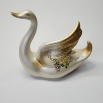 Berger Gold Single Wing Open Back Porcelain Swan Signed Vintage Made Ita... - $29.90