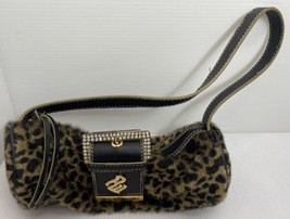 Y2K Rocawear Fur Furry Small Handbag Purse Buckle Ornate Gold Detail 9” - £14.92 GBP