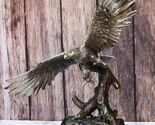 Electroplated Pewter Silver Bald Eagle With Open Wings Soaring Over Tree... - $172.99