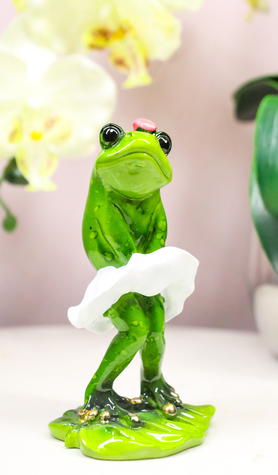 Sexy Lady Marilyn Green Frog with Pink Ribbon and White Cocktail Dress Figurine Item image 8