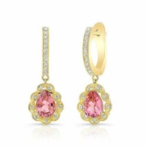 1.50Ct Simulated Sapphire DropDangle Gift Earrings 14K Yellow Gold Plated Silver - £74.38 GBP