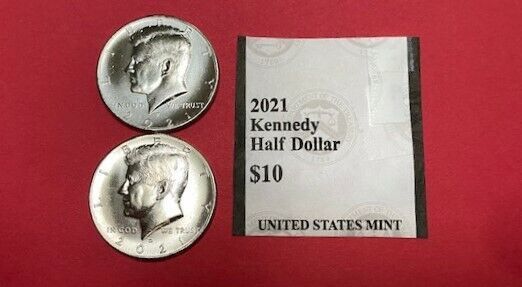 2021 D & P Kennedy Half Dollars, 2 coins, UNCIRCULATED, from US mint rolls - $4.25