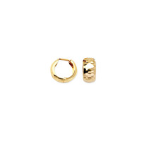 14k Real Solid Yellow Gold Huggie Earrings Diamond-cut - £220.11 GBP