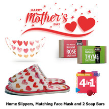 Mother&#39;s Day Pack Home Slippers Mask and Rich Mineral Rose and Thyme Soap Bars - £20.53 GBP