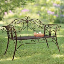 Hlc Garden Bench Metal Outdoor Benchs For Front Porch Patio Park, Antique Bronze - £99.76 GBP