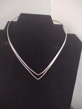 Sterling Silver V Shaped Choker Necklace - £19.41 GBP