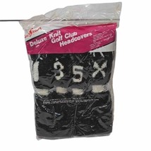Golf Club Headcover Set 4 Deluxe Knit Pom Pom 1 3 5 X Brown &amp; Beige New Vtg - $14.80