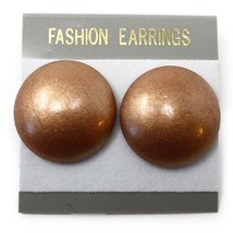 Vintage 1980s Pierced Bronze Metallic Look 1&quot; Button Earrings -New/Old -... - £11.21 GBP