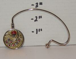 Purse Pocketbook handbag Table Holder Ladybug Flowers design Metal - $14.80