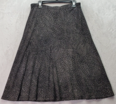 Talbots A Line Skirt Women&#39;s Large Black Geo Print Rayon Pleated Elastic Wasit - £19.72 GBP