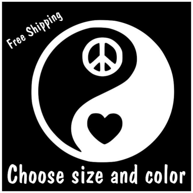YIN YANG Peace Heart Love Sticker Wall Logo Vinyl Decal Car Laptop - $2.79+